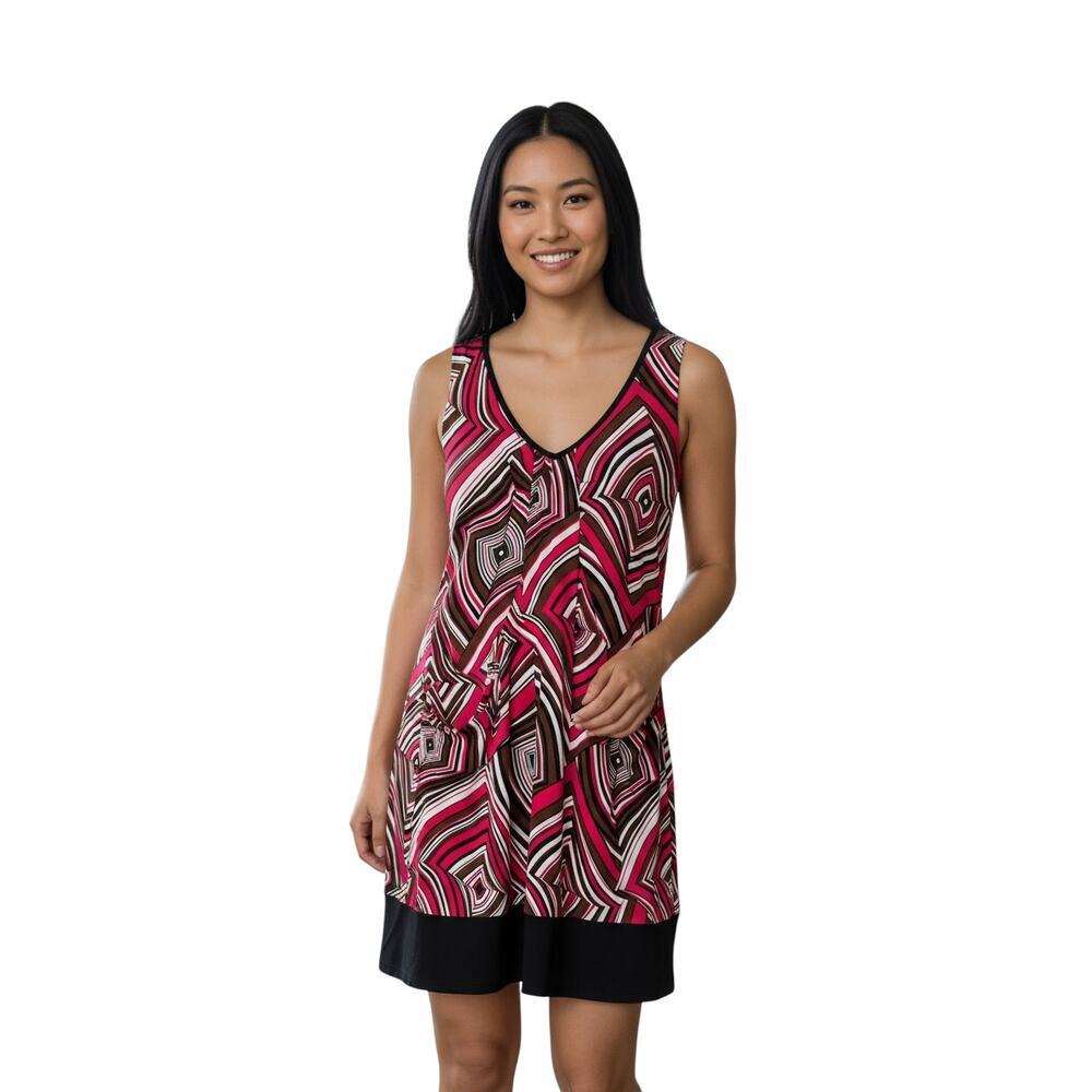 Bisou Bisou Michele Bohbot Abstract Stretch Pockets Dress Size 10